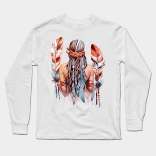 Native American Back Woman #3 Long Sleeve T-Shirt